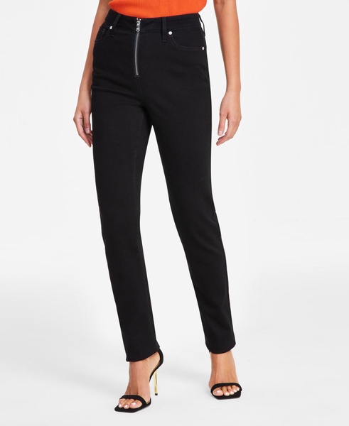 Women's Exposed-Zip Straight-Leg Jeans, Exclusively at Macy's