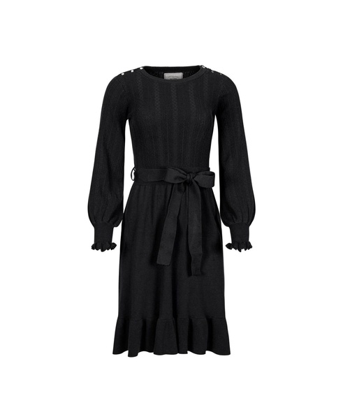 Women's Organic Long Sleeve Flounce Edge Cable Sweater Dress