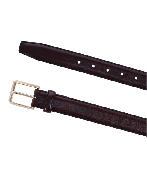 Men's 30MM Pebble Grain Leather Belt with Gold Buckle