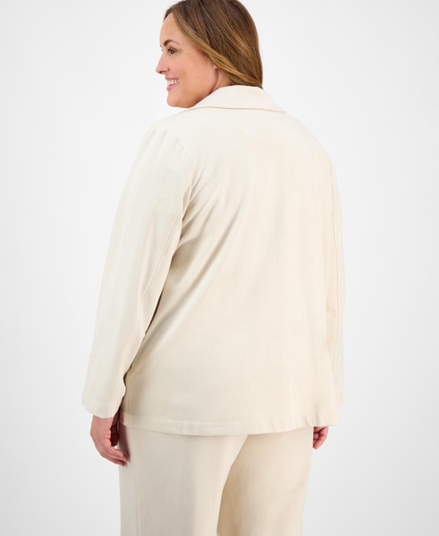 Plus Size French Terry Faux Double-Breasted Jacket
