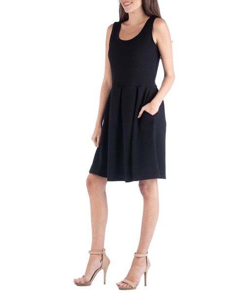 Sleeveless Skater Pleated Mini Dress with Pockets