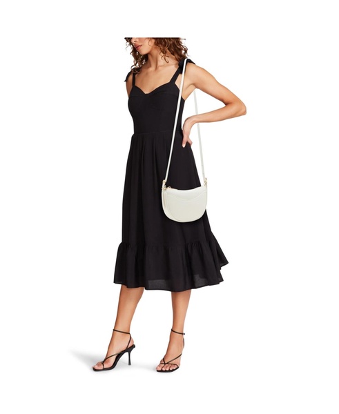 Sculpted Buckle Half Moon Crossbody Bag