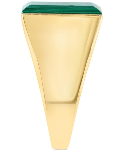 EFFY® Men's Malachite & Diamond (1/10 ct. t.w.) Ring in Gold-Plated Sterling Silver