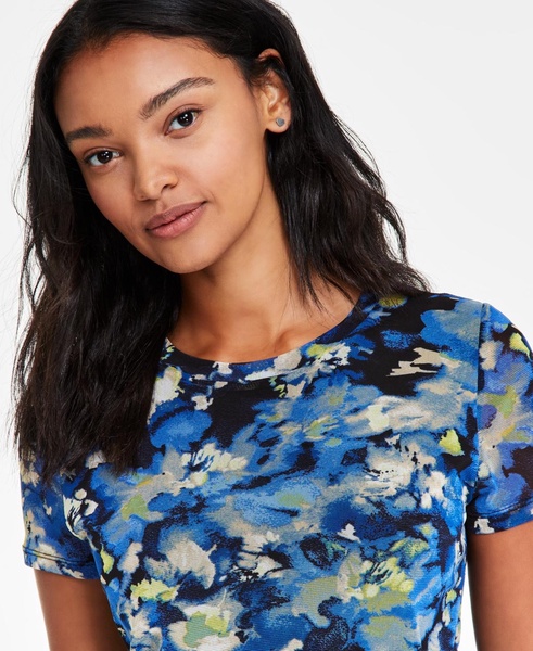 Women's Floral-Print Mesh Short-Sleeve T-Shirt, Exclusively at Macy's