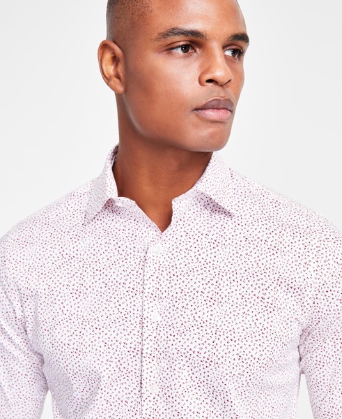 Men's Slim-Fit Dash-Print Dress Shirt, Created for Macy's