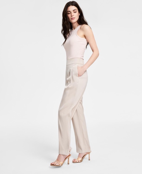 Women's High-Rise Wide-Leg Satin Pants, Exclusively at Macy's