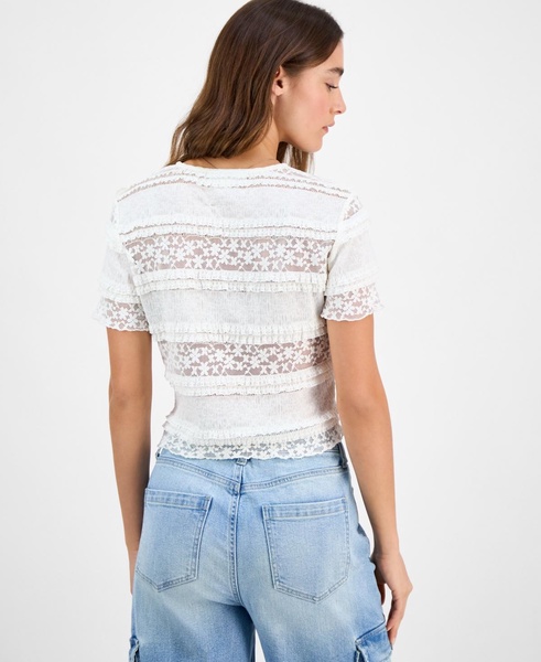 Women's Scoop-Neck Short-Sleeve Lace Top, Regular & Petites