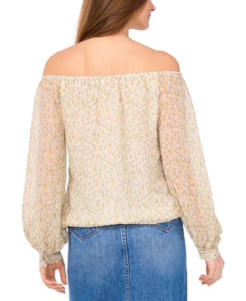 Women's Floral-Printed Off-The-Shoulder Balloon-Sleeve Top