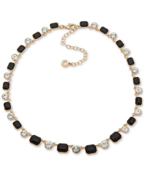 Gold-Tone Jet Stone & Crystal Alternating Link Collar Necklace, 16" + 3" extender