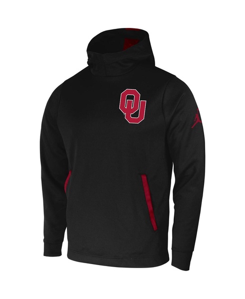 Men's Black Oklahoma Sooners 2-Hit Performance Pullover Hoodie
