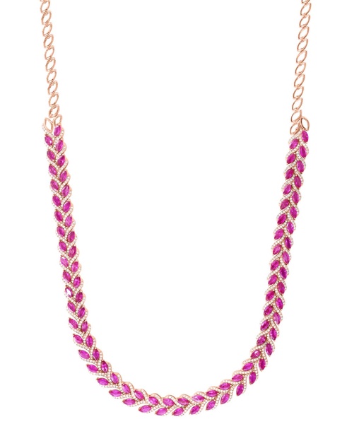 EFFY® Ruby (13-7/8 ct. t.w.) & Diamond (2-1/3 ct. t.w.) 18" Statement Necklace in 14k Rose Gold