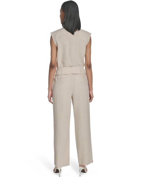 Women's Mid-Rise Straight-Leg Tab-Waist Pants