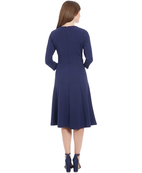 Women's Crewneck 3/4-Sleeve Fit & Flare Dress