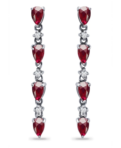 Created Ruby and Cubic Zirconia Linear Drop Earrings