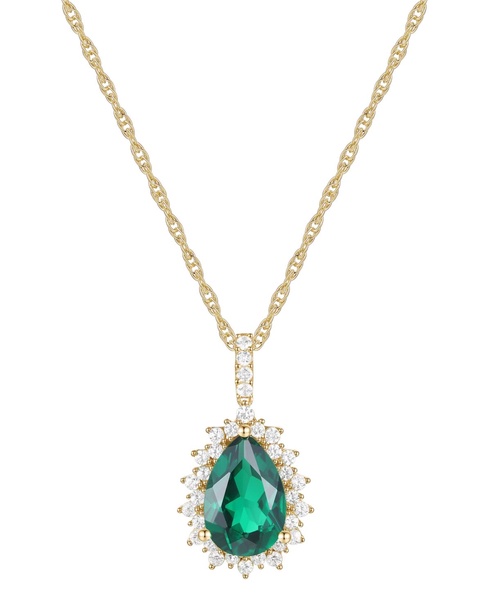 Lab-Grown Opal (1 ct. t.w.) & Lab-Grown White Sapphire (1/2 ct. t.w.) 18" Pendant Necklace in 14k Rose Gold-Plated Sterling Silver (Also in Lab-Grown Ruby, Lab-Grown Blue Sapphire, Blue Topaz, Amethyst, & Lab-Grown Emerald)