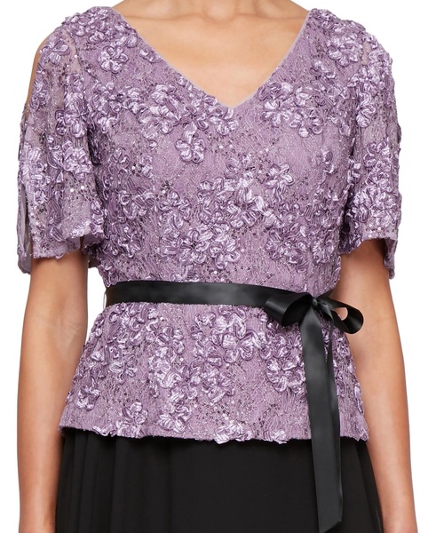Women's Embroidered Sequined Belted Top