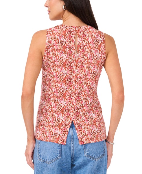Women's Printed Keyhole-Back Sleeveless Top