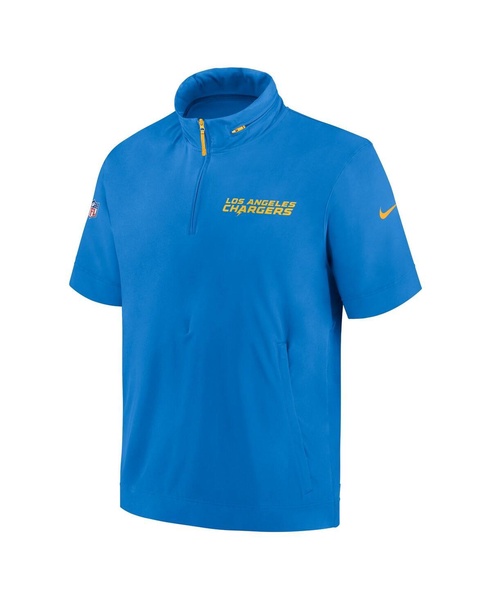 Men's Powder Blue Los Angeles Chargers 2024 Sideline Coach Short Sleeve Half-Zip Hoodie Jacket