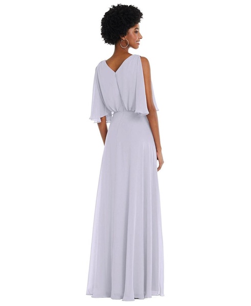 Plus Size V-Neck Split Sleeve Blouson Bodice Maxi Dress