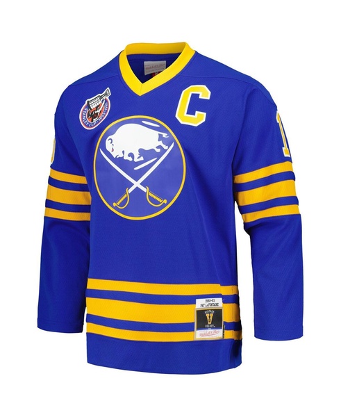 Men's Pat LaFontaine Royal Buffalo Sabres Captain Patch 1992/93 Blue Line Player Jersey