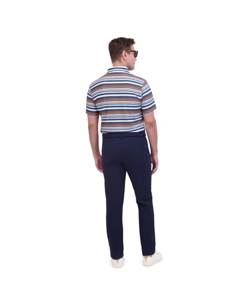 Men's Sport Multi Stripe Tech Jersey Sports Fit Polo Shirt