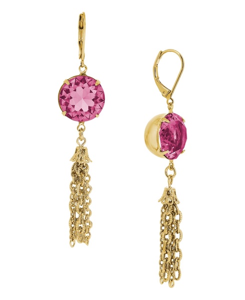 Round Crystal Tassel Drop Earrings