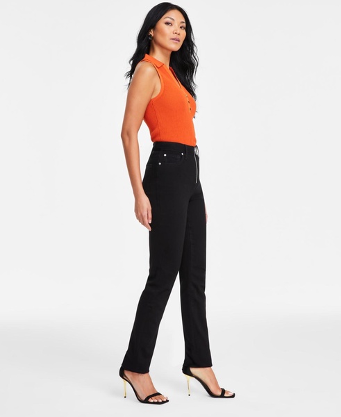 Women's Exposed-Zip Straight-Leg Jeans, Exclusively at Macy's