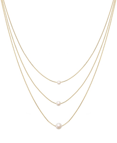 White Simulated Imitation Pearl Triple Layer Necklace