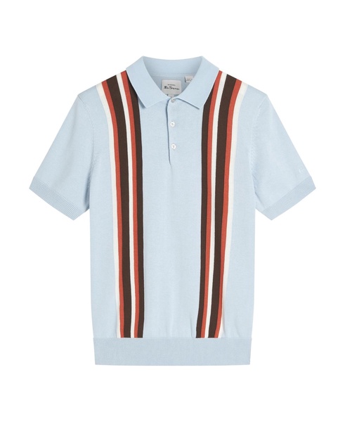 Men's Vertical Stripe Short Sleeve Polo Shirt