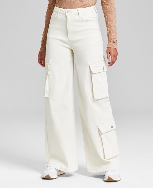 Women's High-Rise Wide-Leg Cargo Jeans, Exclusively at Macy's 