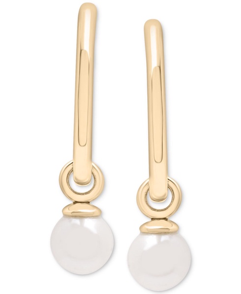 Cultured Freshwater Pearl (5mm) Dangle Small Hoop Earrings in Gold Vermeil, Created for Macy's