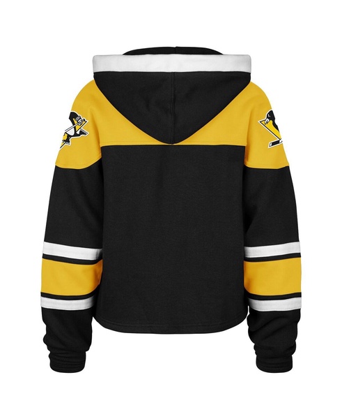 Women's Black Pittsburgh Penguins Cropped Superior Lacer Pullover Hoodie