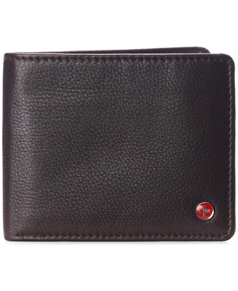 Mens Genuine Leather Passcase Bifold Wallet RFID Safe 2 ID Windows
