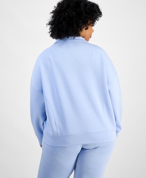 Trendy Plus Size Quarter-Zip Scuba Knit Pullover, Created for Macy's