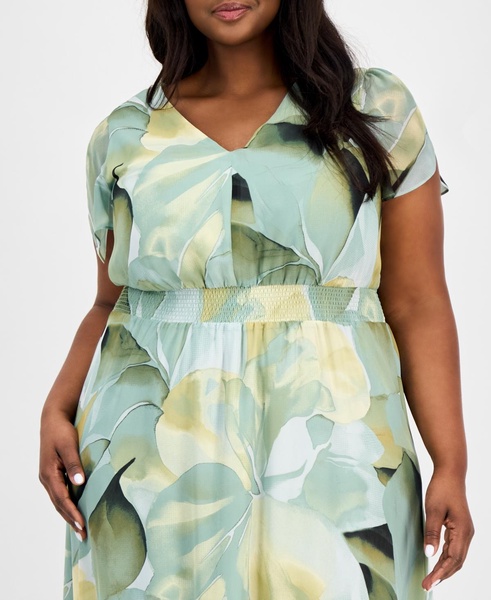 Plus Size Printed Chiffon Fit & Flare Dress 