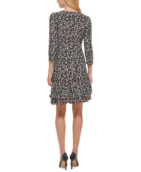 Petite Floral-Print Ruffled Shift Dress