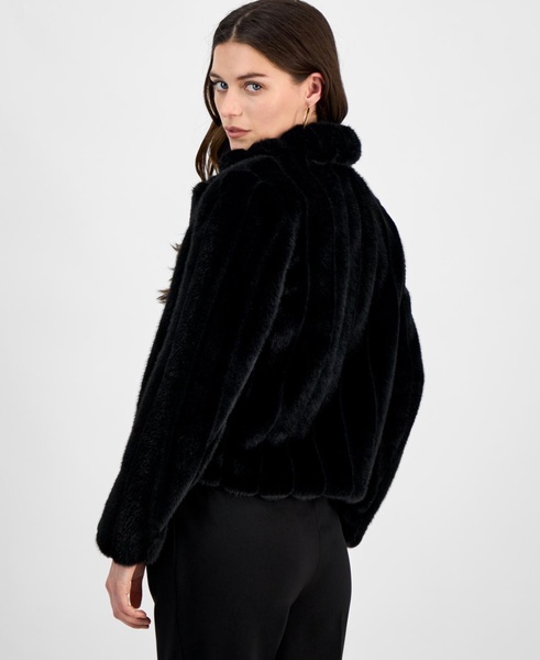 Women's Cropped Faux-Fur Notched-Lapel Jacket