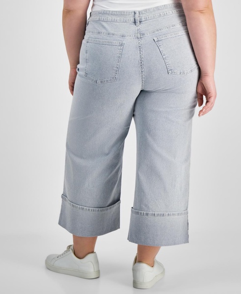 Trendy Plus Size Striped Cuffed Jeans, Exclusively at Macy's