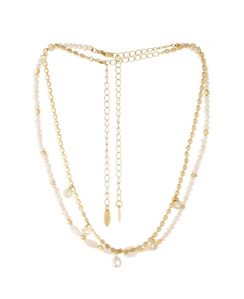 Pearl Beaded Gold-Plated Chain Necklace Set