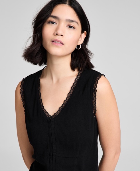 Women's Lace-Trim V-Neck Woven Vest, Exclusively at Macy's