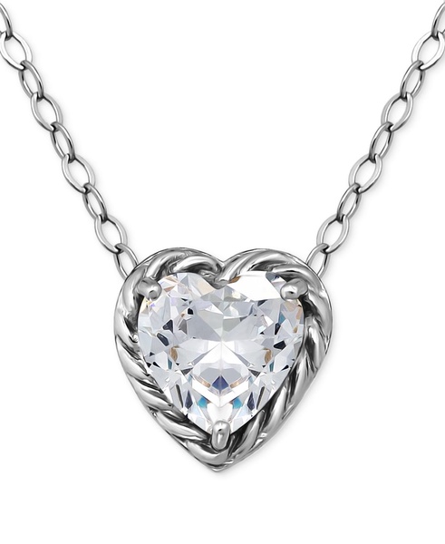 Cubic Zirconia Heart Pendant Necklace, 16" + 2" extender, Exclusively at Macy's
