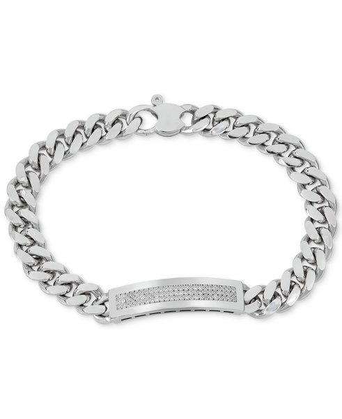 Men's Diamond (1/2 ct. t.w.) ID Bracelet in Sterling Silver (Also in 14k  Gold Over Silver)