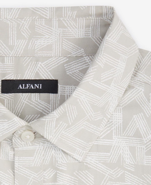Men's Distressed Geometric Print Short-Sleeve Button-Down Shirt, Created for Macy's