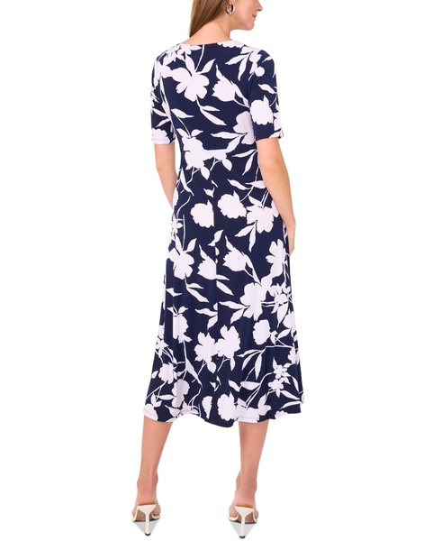 Petite Printed Short-Sleeve Midi Dress