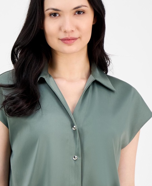 Women's Cap-Sleeve Pleated-Back Shirt