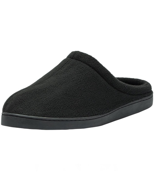 Mens Memory Foam Fleece Clog Slippers Wide Warm Slip On House Shoes