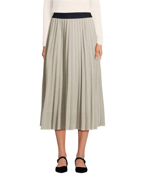 Women's Knit Foil Pleated Midi Skirt