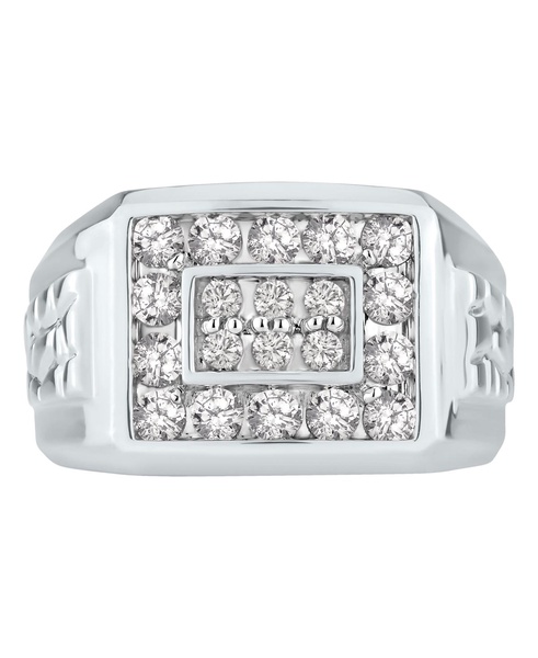 Men's Diamond Cluster Nugget Detail Ring (1 ct. t.w.) in 10k White Gold