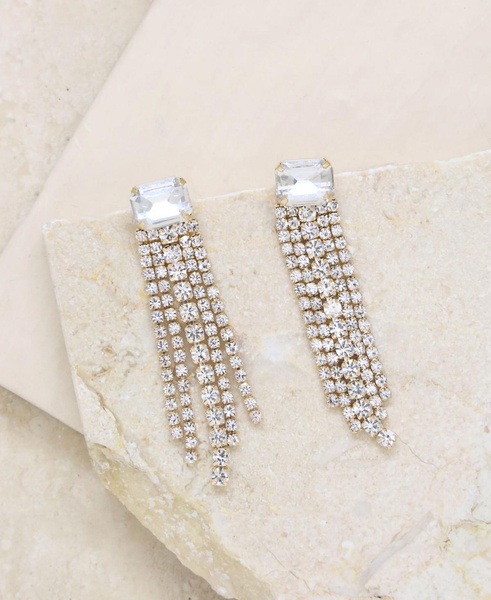 Formal Crystal Fringe Drop Earrings