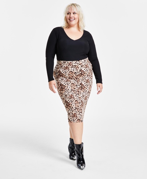Trendy Plus Size Cheetah-Print Midi Skirt, Created for Macy's